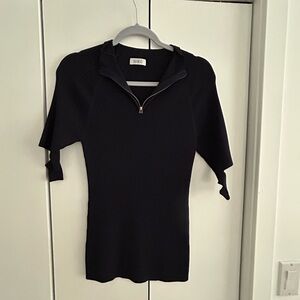 Chic Navy Zip-Up Women's Top